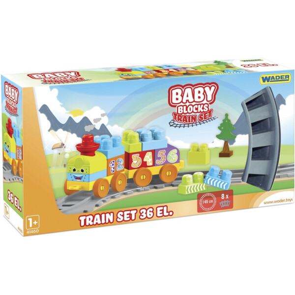 

Конструктор Wader Baby Blocks Train Set Мои первые кубики Железная дорога 36 элементов (41460)