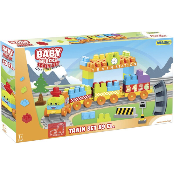 

Конструктор Wader Baby Blocks Train Set Мои первые кубики Железная дорога 89 элементов (41480)