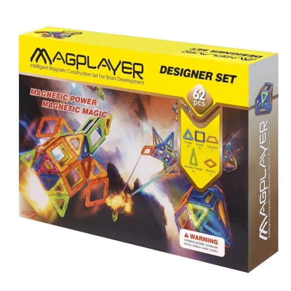 

Конструктор Magplayer магнитный набор 62 элемента (MPB-62)