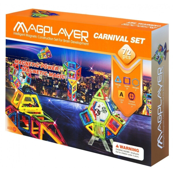 

Конструктор Magplayer магнитный набор 72 элемента (MPA-72)