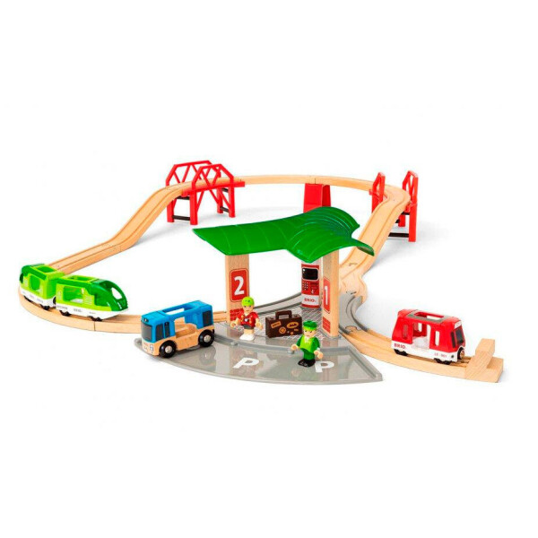 

Железная дорога Brio AB World с автовокзалом и мостами (33627)