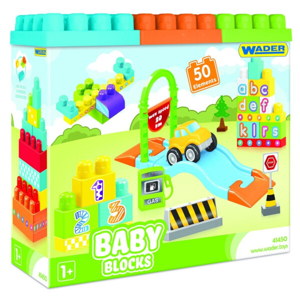 

Конструктор детский Wader Baby Blocks Мои первые кубики 50 элементов (41450)