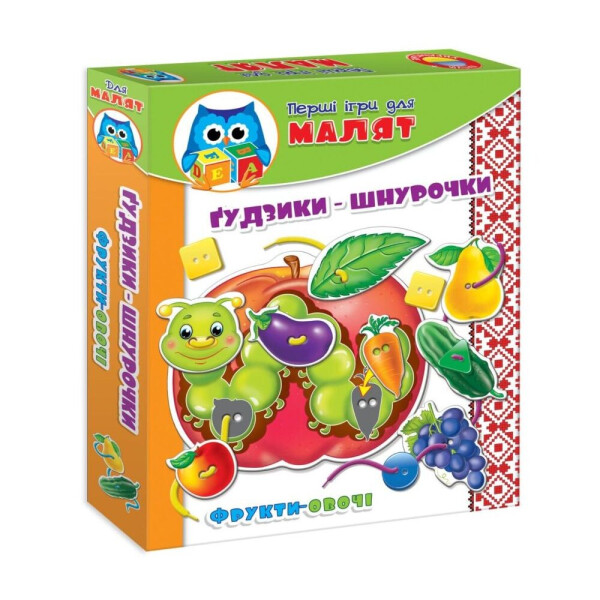 

Игра Vladi Toys Малятко Шнурівка + гудзики Фрукти-Овочі укр (VT1307-12)