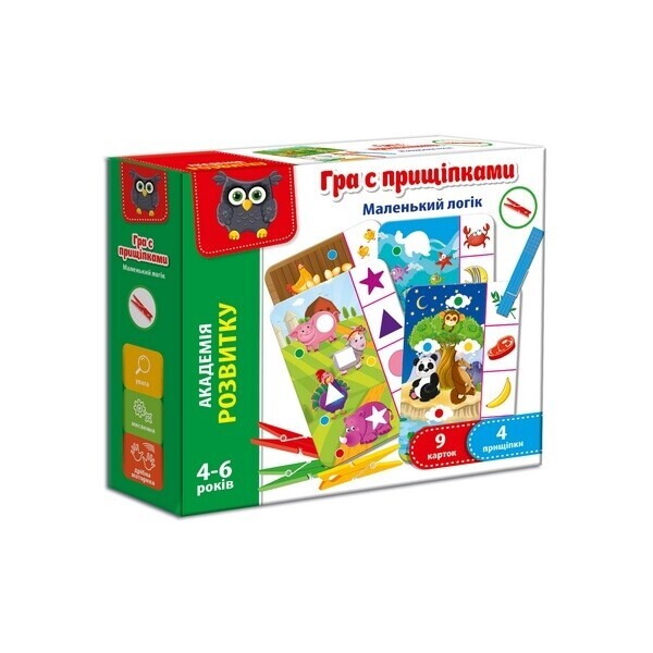 

Игра с прищепками Vladi Toys Маленький логик на украинском (VT5303-11)