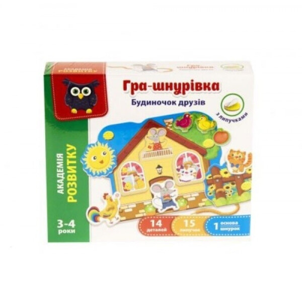 

Игра-шнуровка с липучками Vladi Toys Домик друзей Укр (VT5303-09)