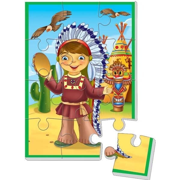 

Мягкие пазлы Vladi Toys А5 Мальчик индеец 12 элементов укр (VT1103-11)