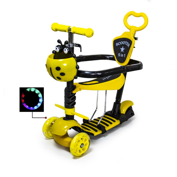 

Самокат Scooter "Божья коровка" 5in1. Yellow (многофункциональный, с бортиком) - 383308396
