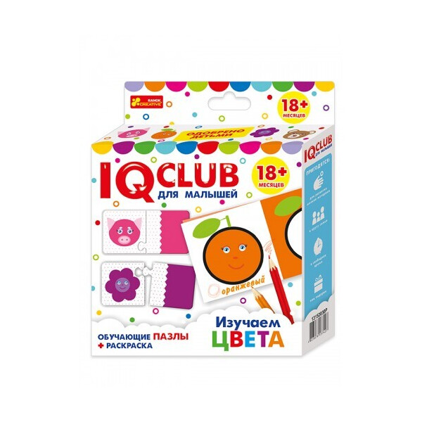 

Развивающие пазлы с раскрасками Изучаем цвета, на русском языке IQ-club (13152030Р)