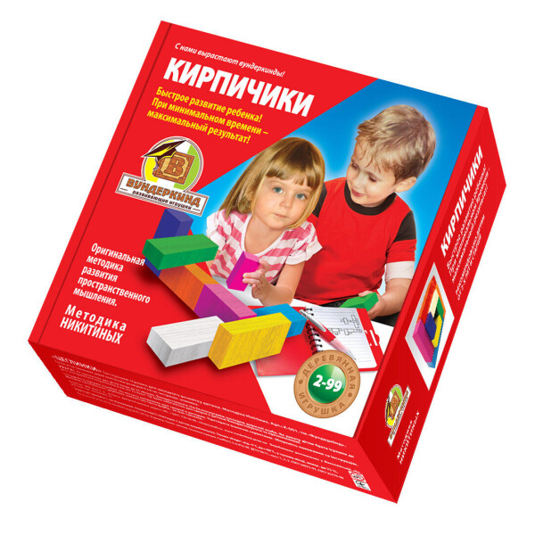 

Методика Никитиных Кирпичики цветные деревянные 8 штук (К-005)