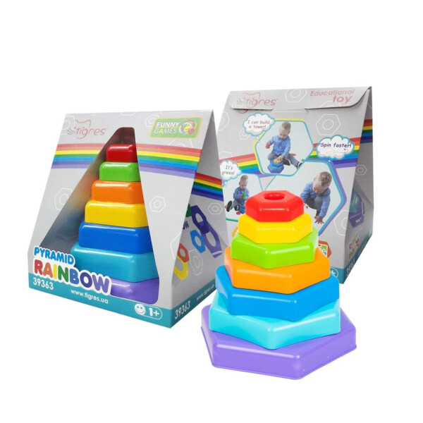 

Игрушка развивающая Пирамидка радуга в коробке (39363)
