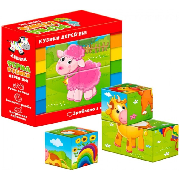 

Деревянные кубики Vladi Toys Ферма укр (ZB1001-01)
