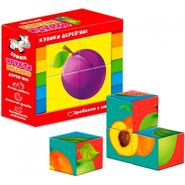

Деревянные кубики Vladi Toys Фрукты на украинском (ZB1001-04)