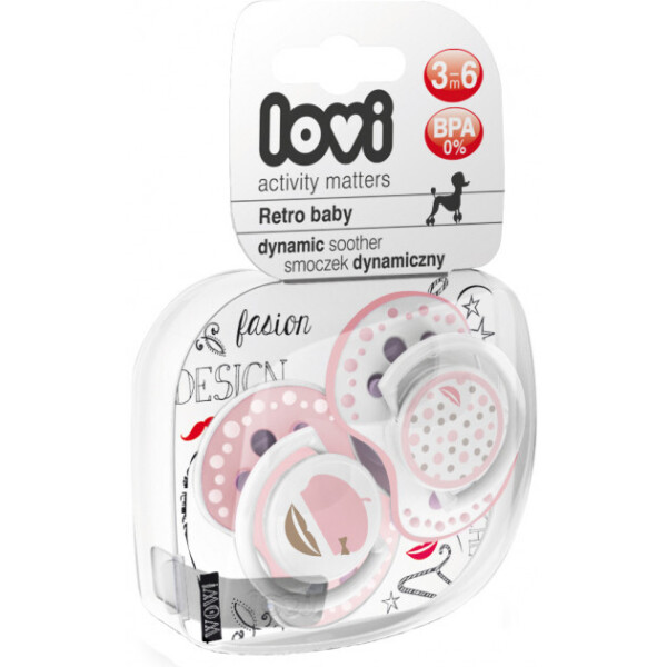 

Пустышка Lovi Retro Baby силиконовая динамическая 3-6 мес 2 шт (22/804girl)
