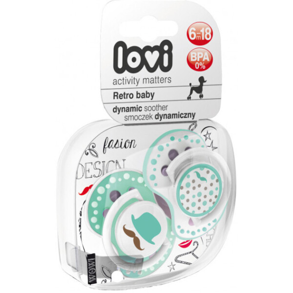 

Пустышка Lovi Retro Baby силиконовая динамическая 6-18 мес 2 шт (22/805boy)
