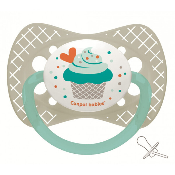 

Пустышка силиконовая симметричная Canpol Babies Cupcake Серая до 6 месяцев (23/282_grey)