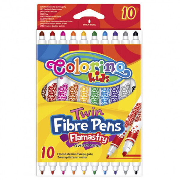 

Фломастеры Colorino Fibre Pens двухсторонние 10 цветов 10 шт (13451PTR/1)