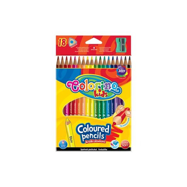 

Карандаши цветные треугольные и точилка 18 цветов Colorino (57431PTR)