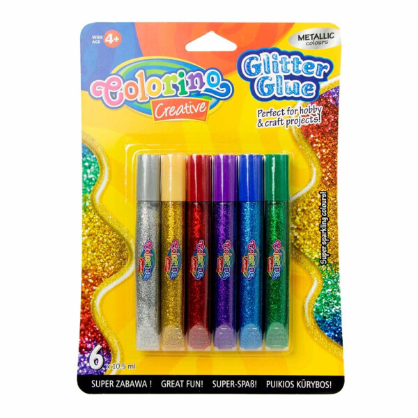 

Клей с блестками Colorino металлик 10.5 мл 6 шт (68826PTR)