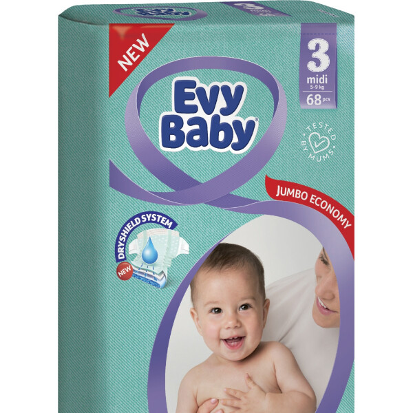

Подгузники Evy Baby Elastic 3 Midi 68 шт (B-2315)