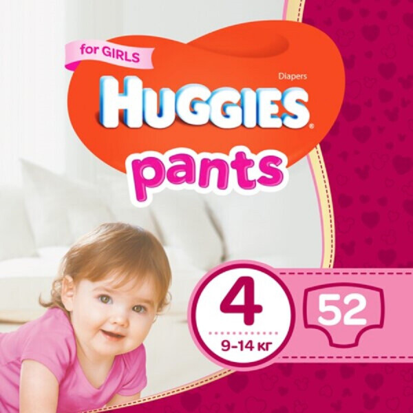 

Подгузники трусики для девочек Huggies Pants 4 52 шт (2558221)