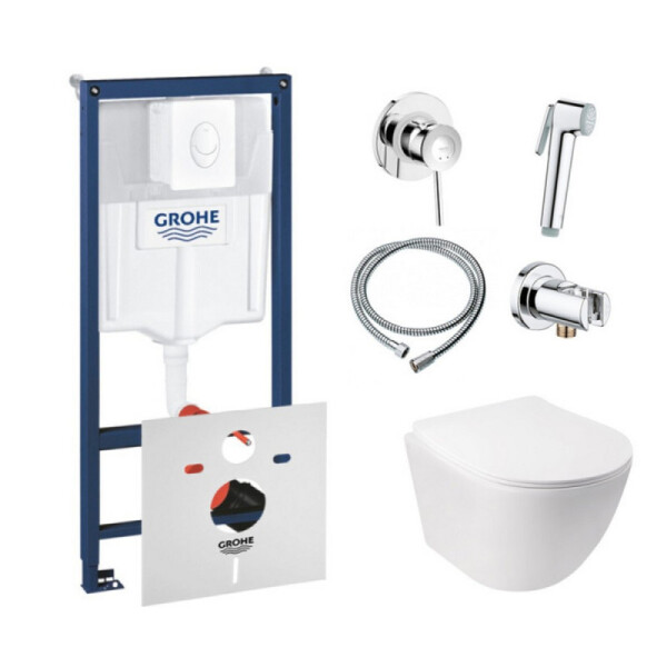 

Инсталляция Grohe Rapid SL 38722001 с унитазом Q-tap Jay WHI 5176 с сиденьем + набор для гигиенического душа со смесителем Grohe BauClassic 111048, 38722001WHI5176111048