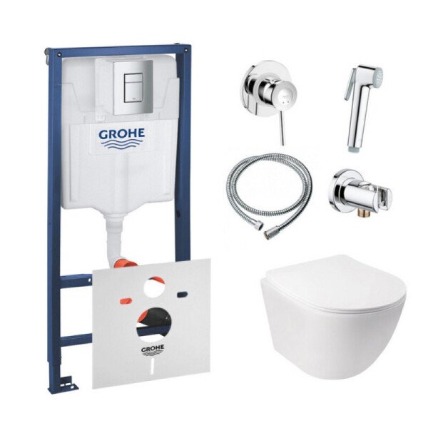 

Инсталляция Grohe Rapid SL 38772001 с унитазом Q-tap Jay WHI 5176 с сиденьем + набор для гигиенического душа со смесителем Grohe BauClassic 111048, 38772001WHI5176111048