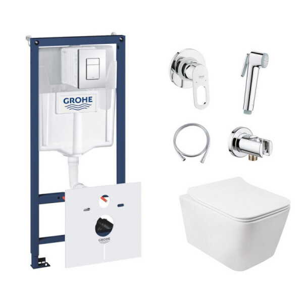 

Инсталляция Grohe Rapid SL 38827000 с унитазом Q-tap Crow WHI 5170 с сиденьем + набор для гигиенического душа со смесителем Grohe BauLoop 111042, 38827000WHI5170111042