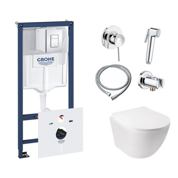 

Инсталляция Grohe Rapid SL 38827000 с унитазом Q-tap Jay WHI 5176 с сиденьем + набор для гигиенического душа со смесителем Grohe BauClassic 111048, 38827000WHI5176111048