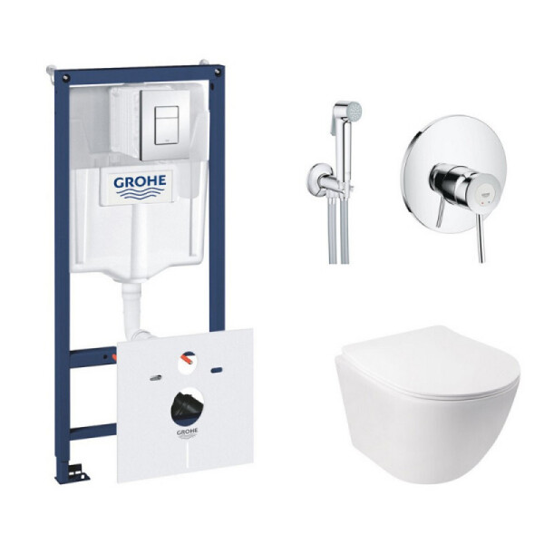 

Инсталляция Grohe Rapid SL 38827000 с унитазом Q-tap Jay WHI 5176 с сиденьем + набор для гигиенического душа со смесителем Grohe BauClassic 2904800S, 38827000WHI51762904800S