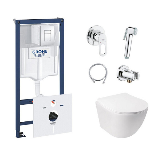 

Инсталляция Grohe Rapid SL 38827000 с унитазом Q-tap Jay WHI 5176 с сиденьем + набор для гигиенического душа со смесителем Grohe BauLoop 111042, 38827000WHI5176111042