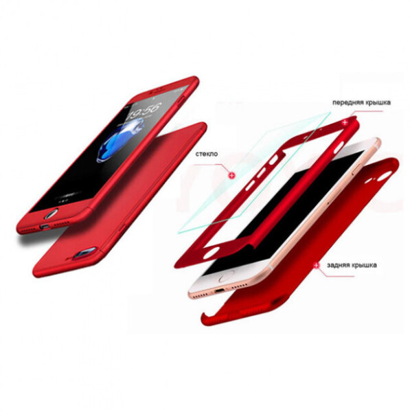 

Противоударный чехол JETech 360° + стекло 9Н на Iphone 7/8 Red (233102)