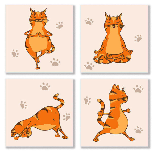 

Набор для росписи по номерам. Идейка ";Yoga-cat"; 4шт 18*18 (KNP010)