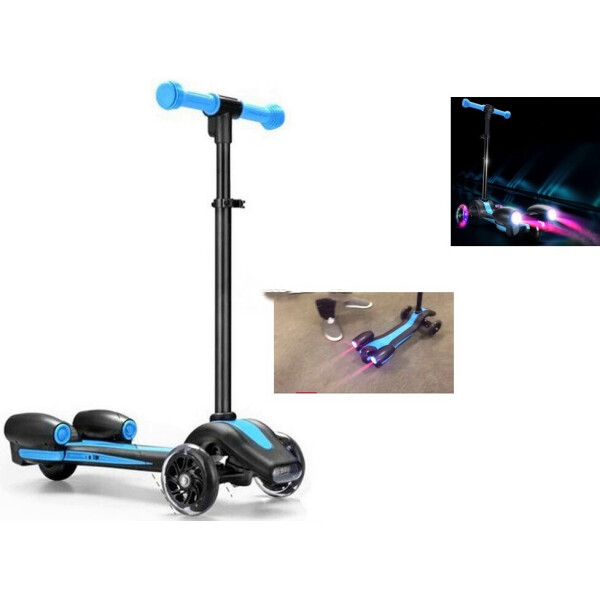 

Трехколесный детский самокат с турбиной и светящимися колесами эффектом дыма музыкой и Bluetooth до 45 кг (967947932) Синий