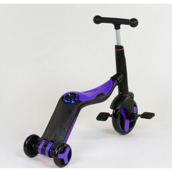 

Cамокат-велобег-велосипед 3 в 1 Best Scooter JT 30304, цвет фиолетовый, свет, 8 мелодий, колёса PU