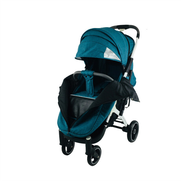 

Коляска Yoya Plus-4-2021 колёса 15/20 на молнии с Большим дождевиком Изумрудная на белой раме