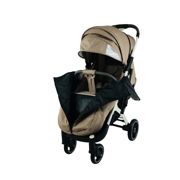 

Коляска Yoya Plus-4-2021 колёса 15/20 на молнии с Большим дождевиком и Матрасиком мягким Бежевая на белой раме