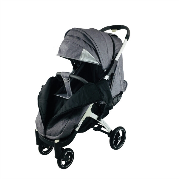 

Коляска Yoya Plus-4-2021 колёса 15/20 на молнии с Большим дождевиком, Конвертом на флисе и Матрасиком мягким Серый лен на белой раме