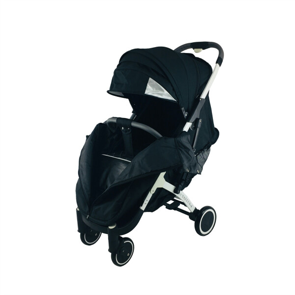 Коляска Yoya Plus-4-2021 колёса 13,5/16 на молнии с Большим дождевиком и Конвертом на флисе Черная на белой раме