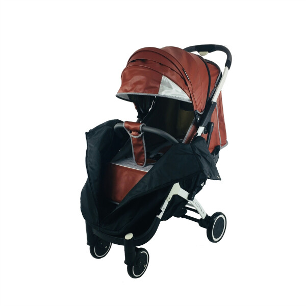 

Коляска Yoya Plus-4-2021 колёса 13,5/16 на молнии с Зонтом дисней Коричневая кожа на белой раме