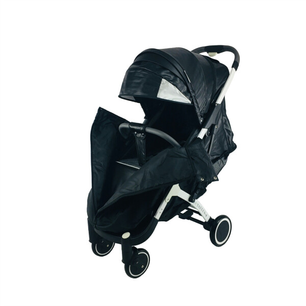 

Коляска Yoya Plus-4-2021 колёса 13,5/16 на молнии с Большим дождевиком, Рюкзаком с usb дисней, Сумкой и Матрасиком для пеленания Черная кожа на белой раме