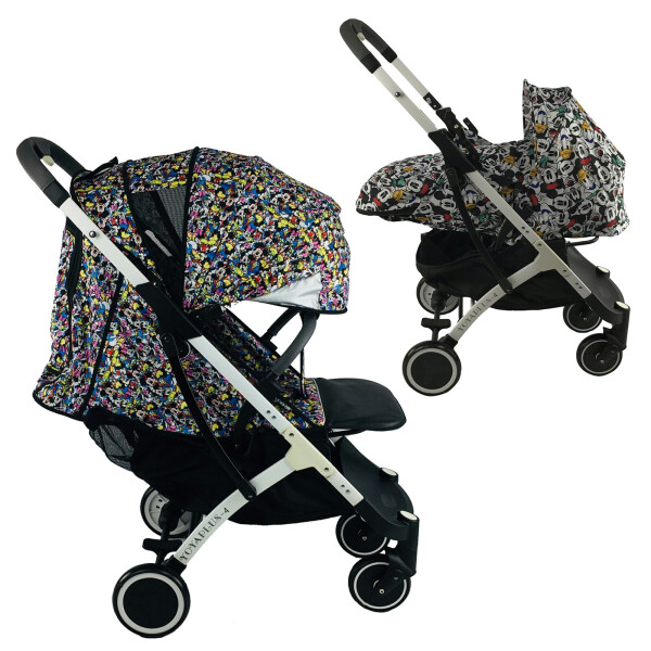

Коляска Yoya Plus-4-2021 2в1 на молнии с Сумкой для мамы серой Disney mix с люлькой дисней на белой раме