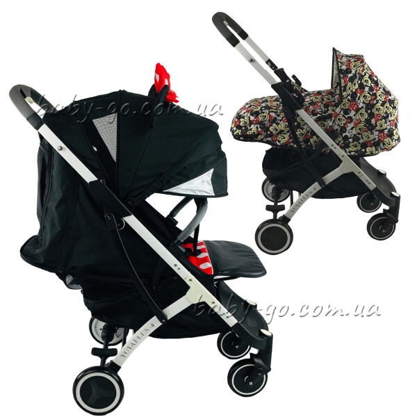 

Коляска Yoya Plus-4-2021 2в1 на молнии с Большим дождевиком, Конвертом на флисе, Удлинителем капа и Матрасиком мягким Минни с люлькой дисней минни на белой раме