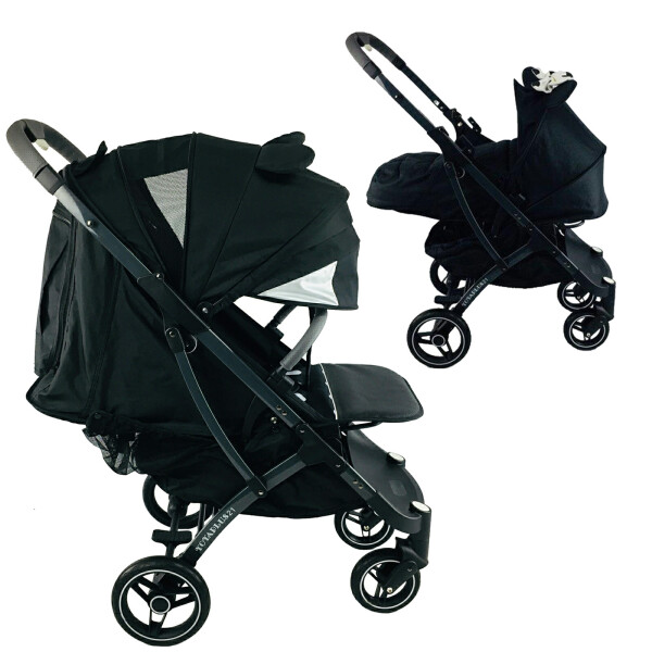 

Коляска Yoya Plus Pro-21 2в1 на молнии с Большим дождевиком, Конвертом на флисе и Удлинителем капа Микки с люлькой микки