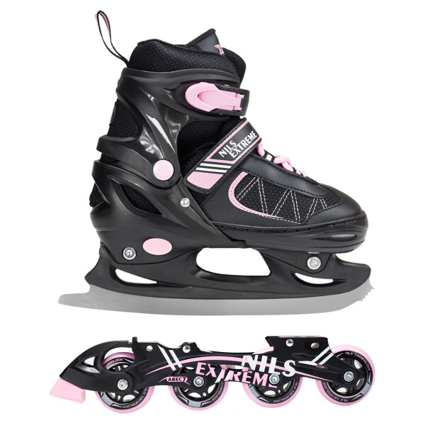 

Коньки роликовые раздвижные Nils Extreme 2 в 1 Black/Pink (NF7103A), 30-33