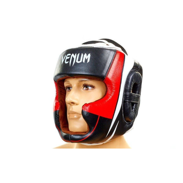 

Шлем с полной защитой боксерский кожаный Venum BO-5239-BKW черно-белый - M