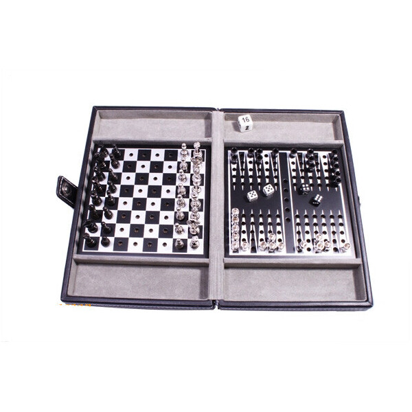 

Набор из 3 игр в кожаном кейсе (шахматы, шашки, нарды) Duke SG1150