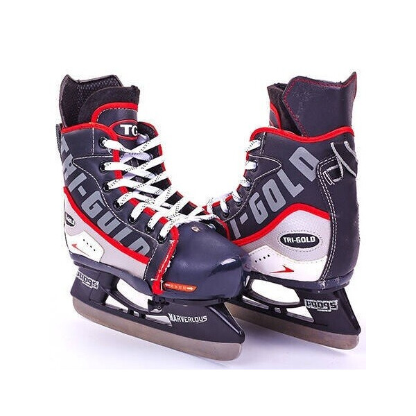 

Коньки раздвижные детские хоккейные Tri-Gold PVC TG-KH901R черно-красные 32-35