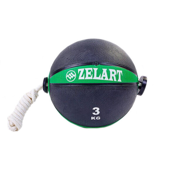 

Мяч медицинский (медбол) с веревкой Zelart Medicine Ball FI-5709-3, 3 кг