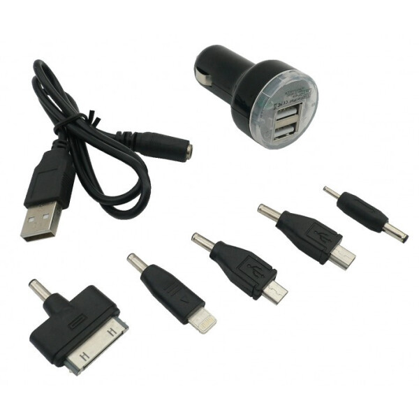 

Зарядное устройство автомобильное CarCommerce 2 USB + 7перехидникив 12 / 24V 42472