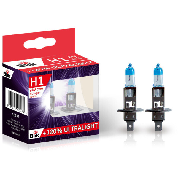 

Лампа автомобильная BLIK H1 24V 70W P14.5S + 120% (к-т 2 шт) 42337 BLIK к-т